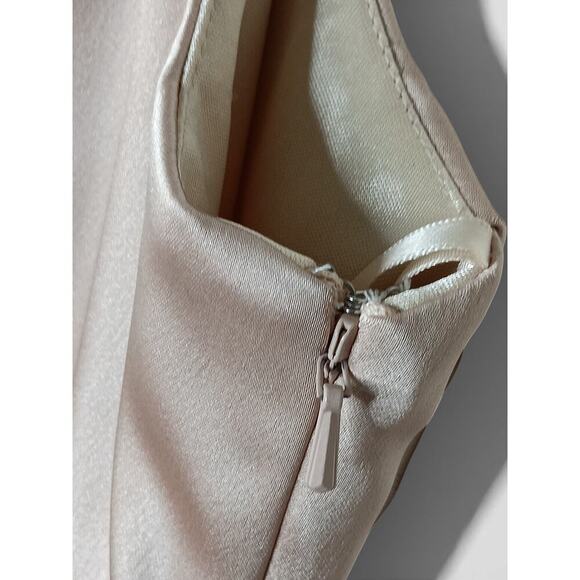 Revelry Champagne Satin Slip Maxi Dress Gown Cowl Neck Side Slit Size 12 Party - Picture 8 of 15